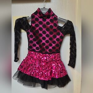 Weissman Fuchsia and Black Polka Dot Dance Outfit